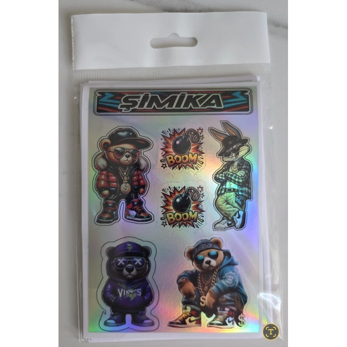 PANDA HOLOGRAM 10X15 CM KALİTELİ BASKI STICKER 10 adet ETIKET