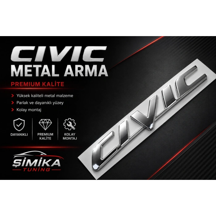 Honda Civic Krom Metal Bagaj Arması – Parlak 3D Logo