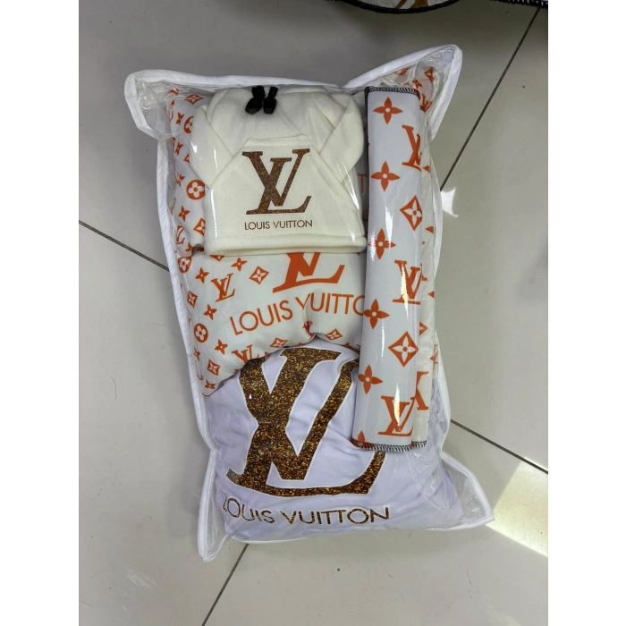TURUNCU LV SÜPER SET DÖRTLÜ SERVİS KILIFI + İKİLİ YASTIK VE KEMER KILIFI+ VİTES POLARI