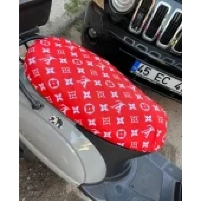 KIRMIZI BEYAZ MOTORSİKLET SELE KILIFI 1.KALİTE LİKRALİ PENYE YIKANABİLİR