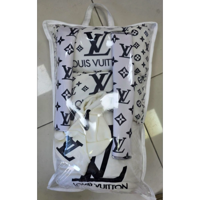 BEYAZ LV SÜPER SET DÖRTLÜ SERVİS KILIFI + İKİLİ YASTIK VE KEMER KILIFI +VİTES POLARI
