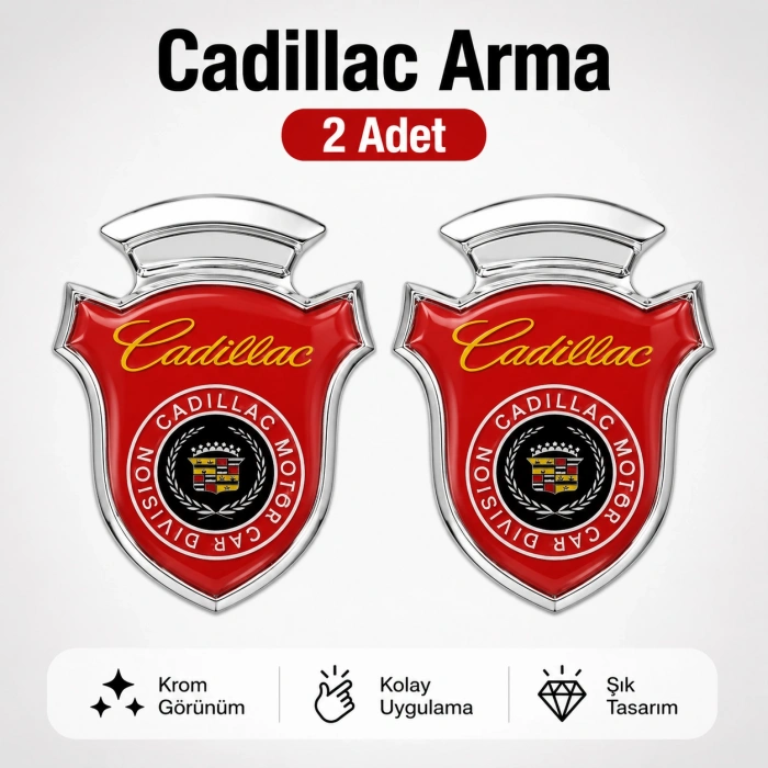 Cadillac Chia Arma Krom Oto Amblem – 5 × 3,5 cm