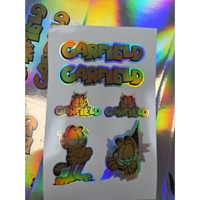 GARFIELD HOLOGRAM 10X15 CM KALİTELİ BASKI STICKER 10 adet ETIKET