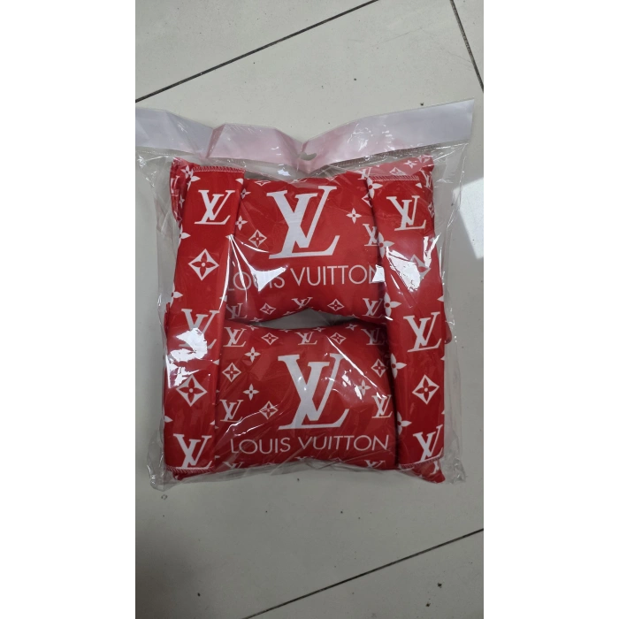 LV Kirmizi İKİLİ YASTIK VE KEMER KILIFI SETİ