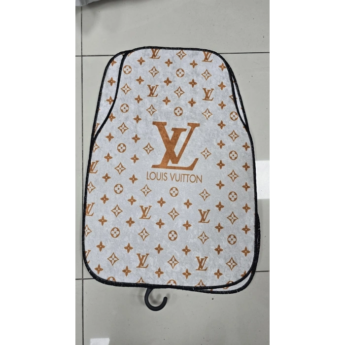 LV TURUNCU BEYAZ DESEN KAYMAZ TABAN DEKORATİF OTO HALI PASPAS ÜNİVERSAL YIKANABİLİR HER ARACA UYUMLU