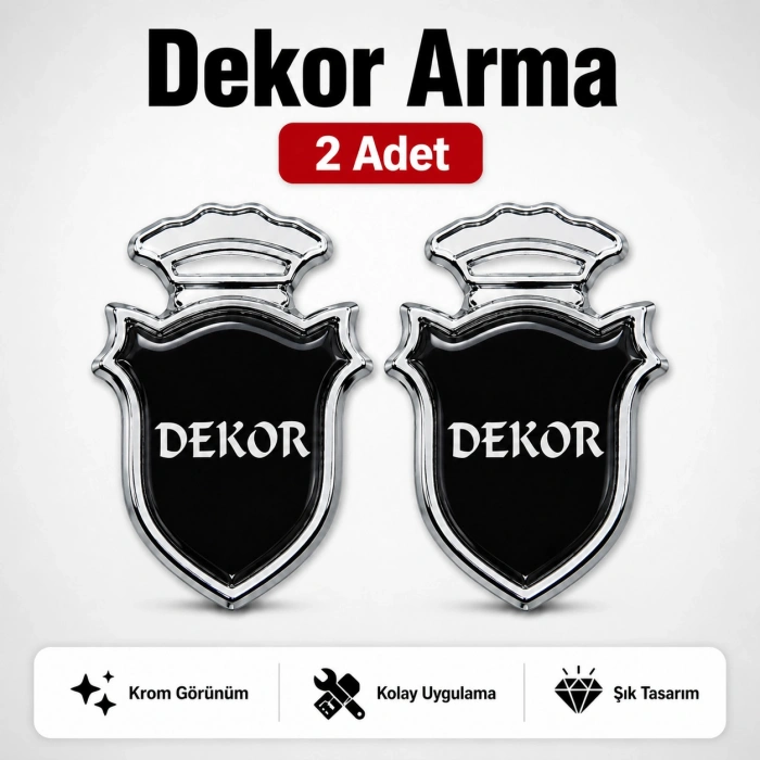 DEKOR Chia Arma Krom Oto Amblem – 5 × 3,5 cm