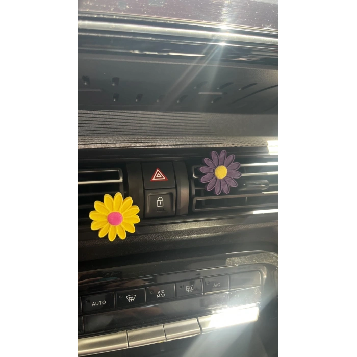 MOR SARI ÇİÇEK OTOMOBİL TORPİDO SÜSÜ 3D