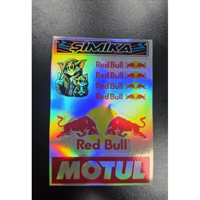 MOTOR HOLOGRAM 10X15 CM KALİTELİ BASKI STICKER 10 adet ETIKET Redbull