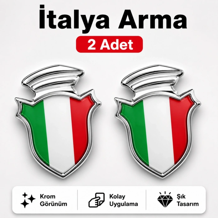 ITALIA Chia Arma Krom Oto Amblem – 5 × 3,5 cm