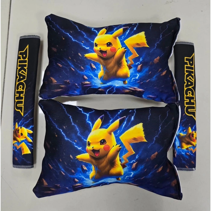 PİKACHU İKİLİ YASTIK VE KEMER KILIFI SETİ ve Vites polari