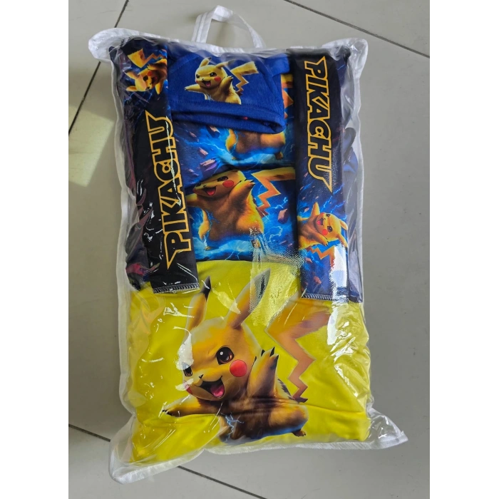 PİKACHU SARI SÜPER SET DÖRTLÜ SERVİS KILIFI + İKİLİ YASTIK VE KEMER KILIFI +VİTES POLARI