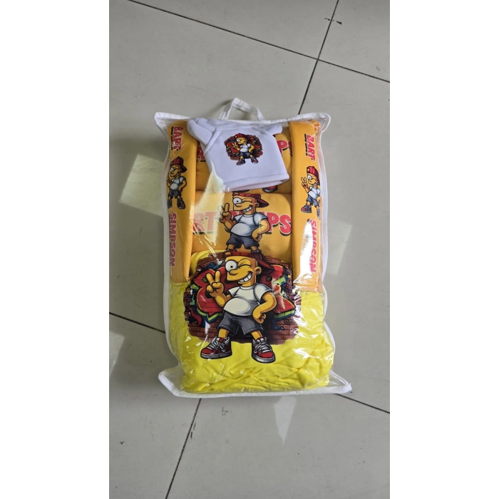 SARI SİMPSON SÜPER SET DÖRTLÜ SERVİS KILIFI + İKİLİ YASTIK VE KEMER KILIFI +VİTES POLARI