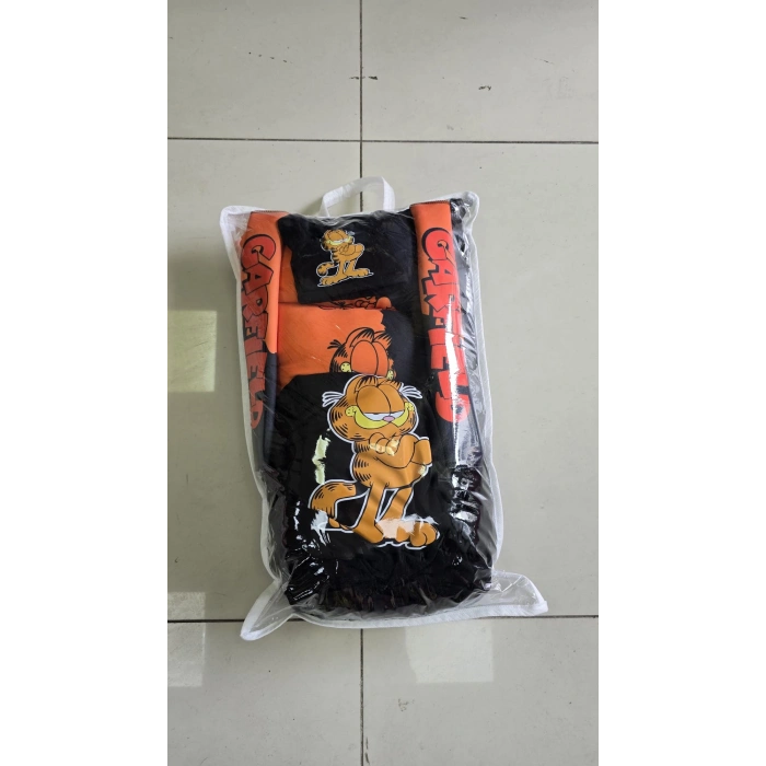 GARFİELD SİYAH SÜPER SET DÖRTLÜ SERVİS KILIFI + İKİLİ YASTIK VE KEMER KILIFI +VİTES POLARI