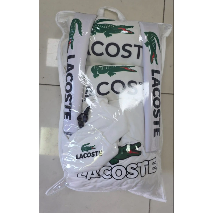 BEYAZ LACOSTE SÜPER SET DÖRTLÜ SERVİS KILIFI + İKİLİ YASTIK VE KEMER KILIFI +VİTES POLARI