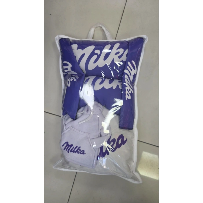 MİLKA BEYAZ SÜPER SET DÖRTLÜ SERVİS KILIFI + İKİLİ YASTIK VE KEMER KILIFI +VİTES POLARI