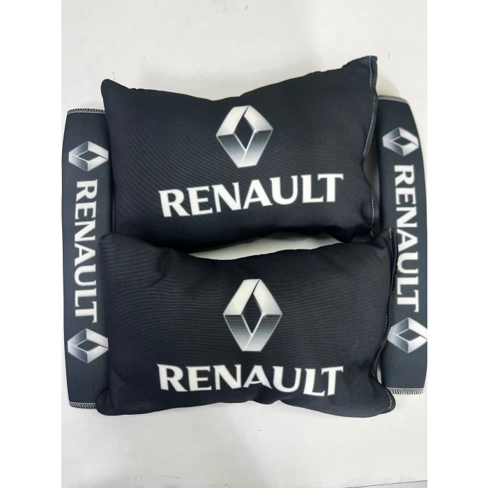 SİYAH RENAULT İKİLİ YASTIK VE KEMER KILIFI SETİ