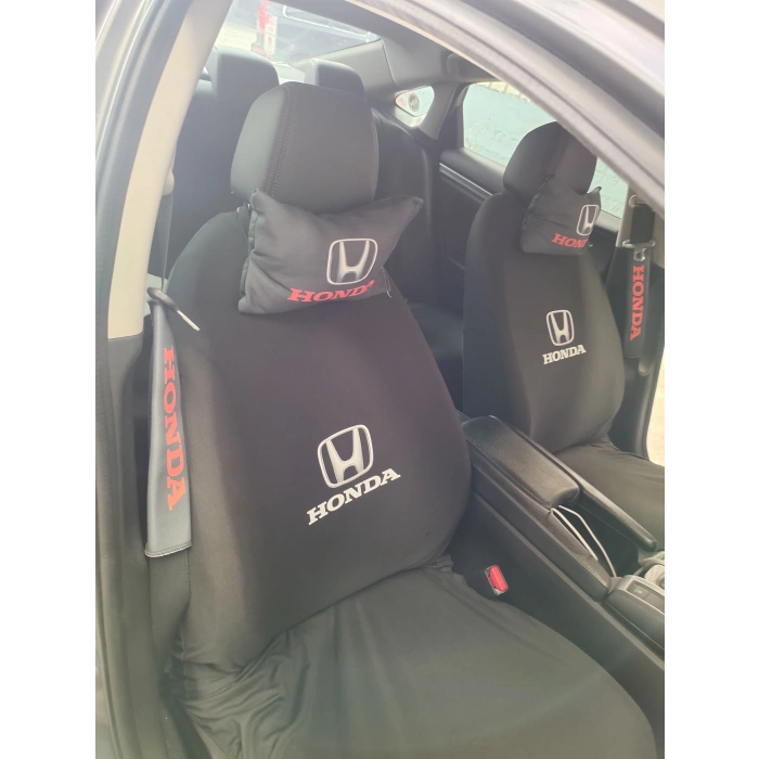 HONDA SİYAH SÜPER SET DÖRTLÜ SERVİS KILIFI + İKİLİ YASTIK VE KEMER KILIFI