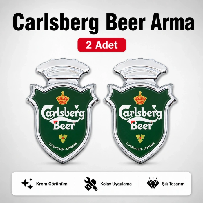 Carlsberg Chia Arma Krom Oto Amblem – 5 × 3,5 cm