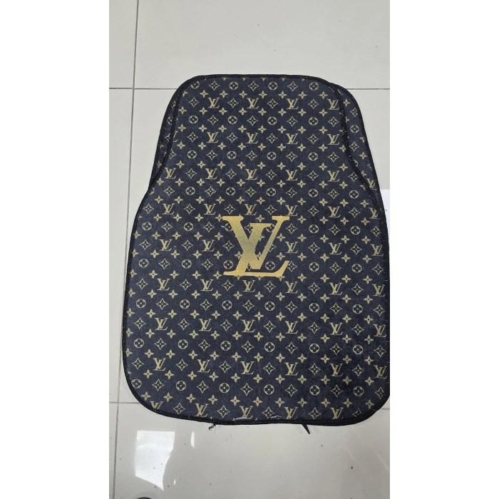 LV SARI SİYAH DESEN KAYMAZ TABAN DEKORATİF OTO HALI PASPAS ÜNİVERSAL YIKANABİLİR HER ARACA UYUMLU