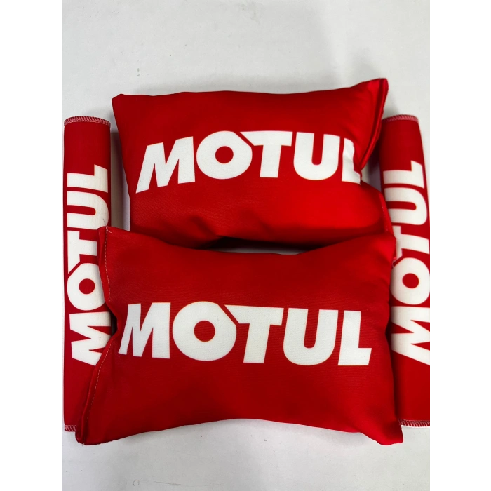 KIRMIZI MOTUL İKİLİ YASTIK VE KEMER KILIFI SETİ