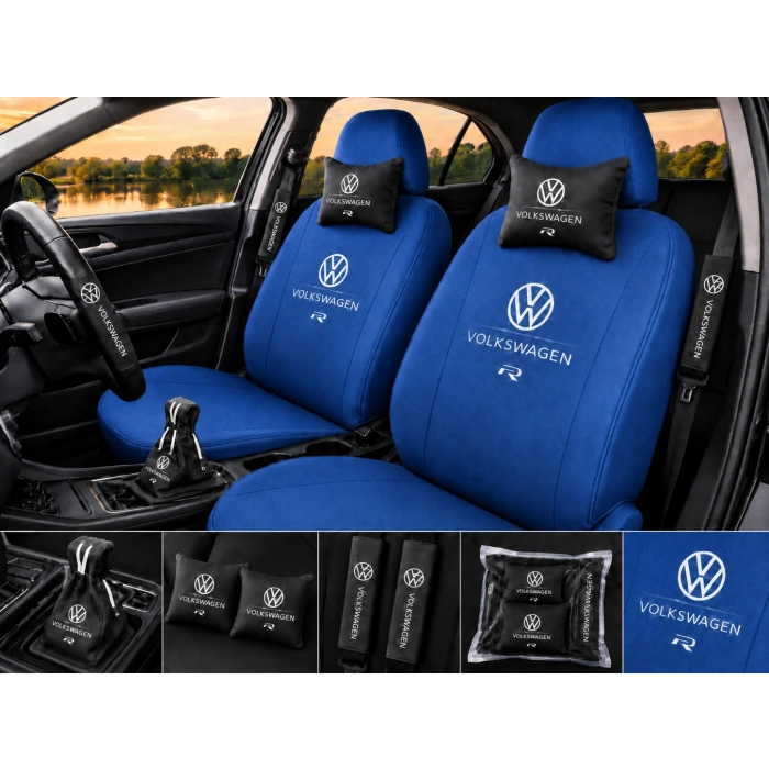 Vw SÜPER SET DÖRTLÜ SERVİS KILIFI + İKİLİ YASTIK VE KEMER KILIFI +VİTES POLARI