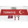 KIRMIZI AYYILDIZ TÜRKİYE TORPİDO HAVLUSU VE 2Lİ KEMER KILIFI VE 2Lİ ARAÇ TUTAMAÇI