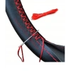 OTOMOBİL SİYAH DÜZ SUNİ DERİ (KIRMIZI İPLİ) DİKMELİ DİREKSİYON KILIFI (RAGLE HEDİYELİ)