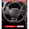 OTOMOBİL SİYAH DÜZ SUNİ DERİ (KIRMIZI İPLİ) DİKMELİ DİREKSİYON KILIFI (RAGLE HEDİYELİ)
