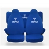 TOFAŞ OTOMOBİL MAVİ ÖN ARKA KILIF(ARKA 2 PARÇA LOGOLU) LİKRALI ESNEK TÜM ARAÇ MODELLERİNE UYUM SAĞLAR