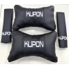 KUPON SİYAH OTO 2Lİ BOYUN DERİ YASTIK VE 2Lİ KEMER KILIFI DERİ KONFOR SETİ