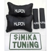 KUPON SİYAH OTO 2Lİ BOYUN DERİ YASTIK VE 2Lİ KEMER KILIFI DERİ KONFOR SETİ