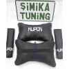 KUPON SİYAH OTO 2Lİ BOYUN DERİ YASTIK VE 2Lİ KEMER KILIFI DERİ KONFOR SETİ