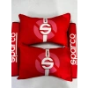 SPARCO KIRMIZI İKİLİ YASTIK VE KEMER KILIFI SETİ