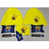 PİKACHU SARI SÜPER SET DÖRTLÜ SERVİS KILIFI + İKİLİ YASTIK VE KEMER KILIFI +VİTES POLARI