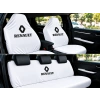 Renault Beyaz Oto Servis Kılıfı 1.kalite Penye kumaş Ön Arka takım 4 parça (Arka logolu) yikanabilir esnek likrali
