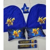 MAVİ PİKACHU SÜPER SET DÖRTLÜ SERVİS KILIFI + İKİLİ YASTIK VE KEMER KILIFI +VİTES POLARI