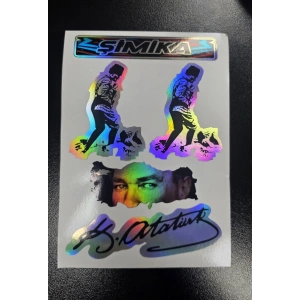 Kemal Atatürk HOLOGRAM 10X15 CM KALİTELİ BASKI STICKER 10 adet ETIKET