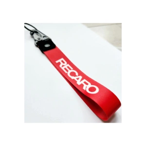 Recaro Kırmızı Bez Oto-moto Anahtarlık Kaliteli Aksesuar 19cm Kumaş anahtarlık
