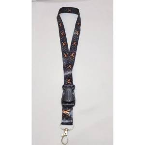 Luis Siyah Boyun Askı İp,Kancalı Oto Kumaş Anahtarlık