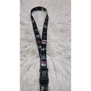 Müslüm Baba Siyah Boyun Askı İp, Kancalı Kumaş Anahtarlık Ayna İp