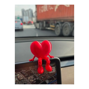 Kırmızı Kalp Oturan Mini Ayaklı, Sevgililer Günü Hediyesi Masa Üstü Biblo, Araç içi Biblo Hediyelik