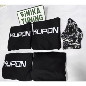 Kupon Siyah Otomobil Servis Kılıfı 1.kalite Penye kumaş Ön Arka takım 4 parça (Arka logolu 2 parça) VİTES POLAR HEDİYELİ Universal yikanabilir