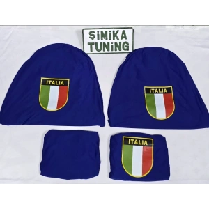 İTALİA SİYAH OTOMOBİL SERVİS KILIFI ÖN VE ARKA 4PARÇA TAKIM (ARKA LOGOLU) ESNEK LİKRALI YIKANABİLİR HER ARACA UYUMLU