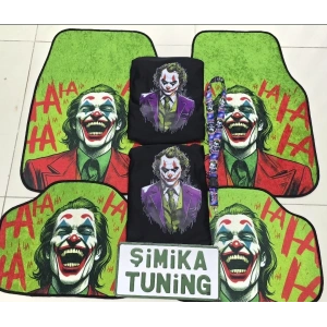 JOKER DEKOR OTOMOBİL HALI PASPAS ÖN ARKA TAKIM VE JOKER SIYAH SERVİS KILIFI ÖN VE ARKA 4PARÇA TAKIM 1.KALİTE PENYE (AYNA ASKI İPİ HEDİYELİ)