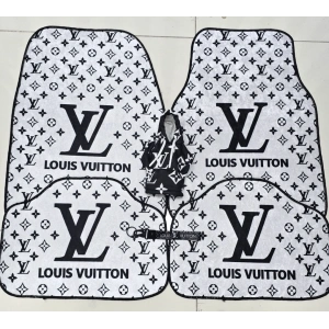 LV XL BEYAZ - SİYAH DEKOR OTO HALI PASPAS 4 PARÇA ÖN ARKA TAKIM VE VİTES POLARI(KUMAŞ ANAHTARLIK HEDİYELİ)