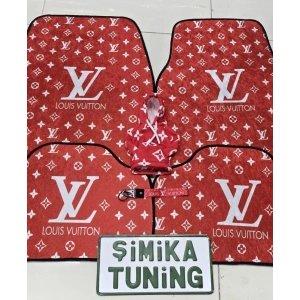 LV XL KIRMIZI DESEN DEKOR OTO HALI PASPAS ÖN ARKA TAKIM VE VİTES POLARI (KUMAŞ ANAHTARLIK HEDİYELİ)