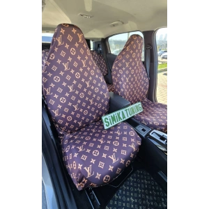 LV DESEN KAHVERENGİ SERVİS KILIFI ÖN VE ARKA 4PARÇA TAKIM 1.KALİTE PENYE LİKRALI KUMAŞ