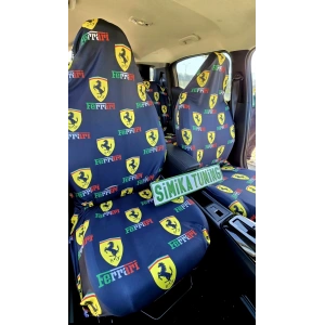 FERRARİ DEKOR OTOMOBİL 3D BASKILI SERVİS KILIFI ÖN VE ARKA 4PARÇA TAKIM 1.KALİTE LİKRALİ PENYE YIKANABİLİR HER ARACA UYUMLU