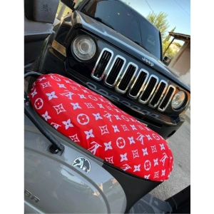 LV DESEN KIRMIZI BEYAZ MOTORSİKLET SELE KILIFI 1.KALİTE LİKRALİ PENYE YIKANABİLİR