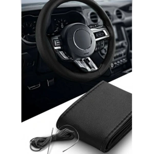 OTOMOBİL SIYAH SUNİ DERİ (SİYAH IPLI) DİKMELİ DİREKSİYON KILIFI (RAGLE HEDİYELİ)
